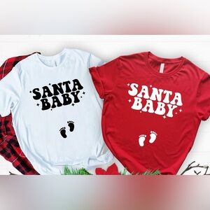 SANTA BABY with footprints t shirt